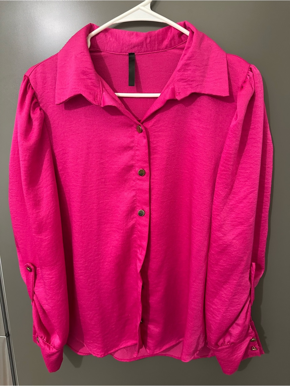 Bright Fuchsia Button-Down Shirt with Classic Collar